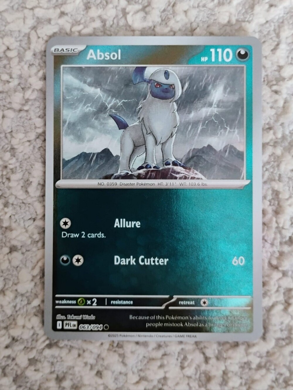POKEMON TCG Card Absol Reverse Holo Phantasmal Flames 063/094 PZ